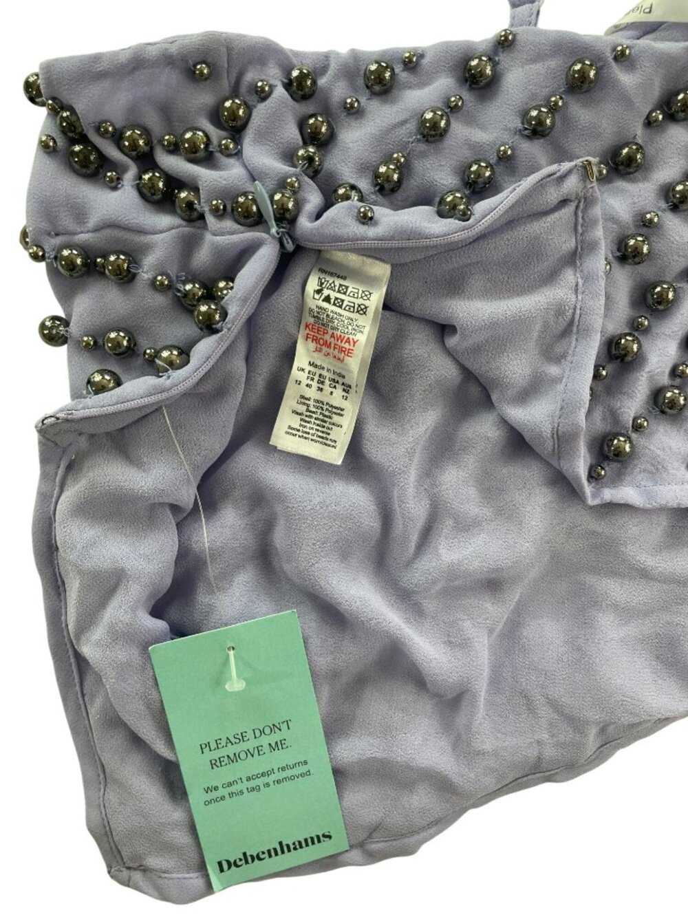 Nasty Girl Studded Asymmetric One-Shoulder Lilac Top Wmn's Sz 8 MSRP$160 NWT - Picture 5 of 10